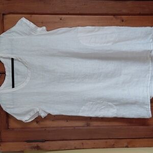 CP SHADES cream linen short sleeve tunic top size large